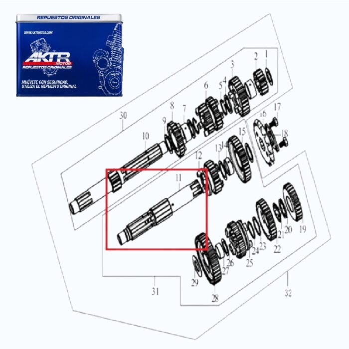 Eje de Salida AKT TTR 180 TTX 180 Repuesto Moto - Imagen 4